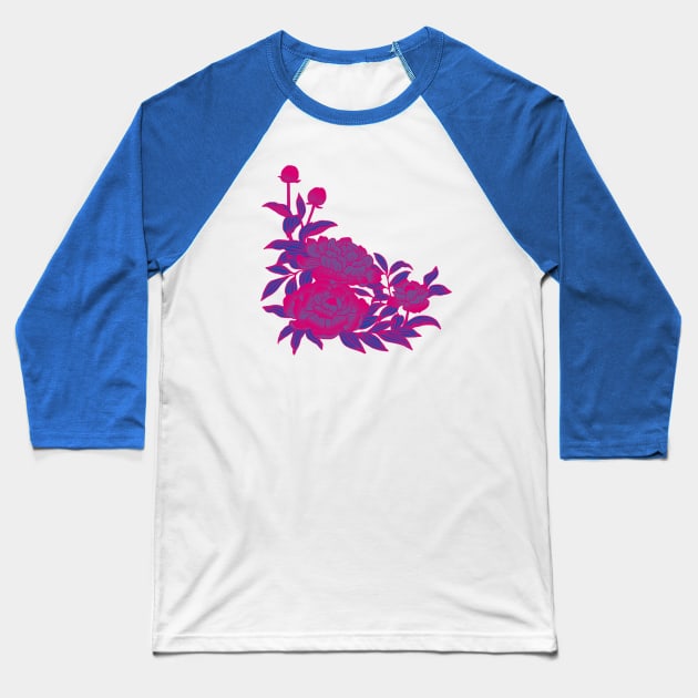 Bisexual Pride Peonies Design Baseball T-Shirt by VernenInk